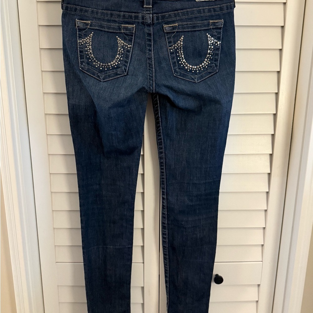 True Religion Women's Studded Blue Skinny Jeans Size 29 - Picture 7 of 13